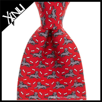 Animal Design Mens 100% Handmade Printed Silk Dog Neck Tie